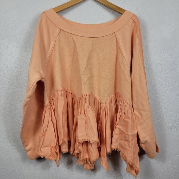 Free People Gold Duster Sweatshirt Peachy Orange XS - Picture 1 of 9